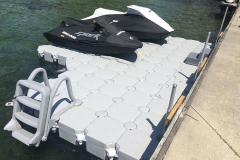 1000 Islands Docks Ltd. - Brockville Ontario - Jet Slide Modular Dock Installation with Two Jet Skis and Ladder Accessory Image