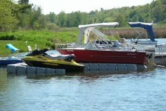 1000 Islands Docks Ltd. - Brockville Ontario - Custom Jet Slide Modular Dock Installation with Boat and Jet Ski Image